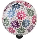 Alpine Corporation 10 in. Colorful Gazing Globe with Mosaic Flower Design HGY426