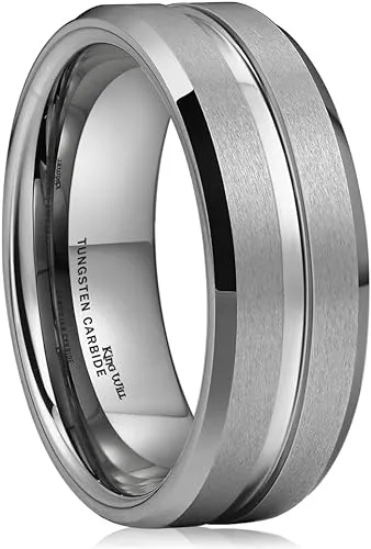 King Will Classic 8mm High POLISH/MATTE Finish Men's Tungsten Ring Wedding Band ...