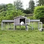 Rabbit Hutch Indoor Outdoor Bunny Cage with Large Run,Chicken Coop Wooden Small Animal House Upgrade with Bottom PVC Layer,Waterproof Roof