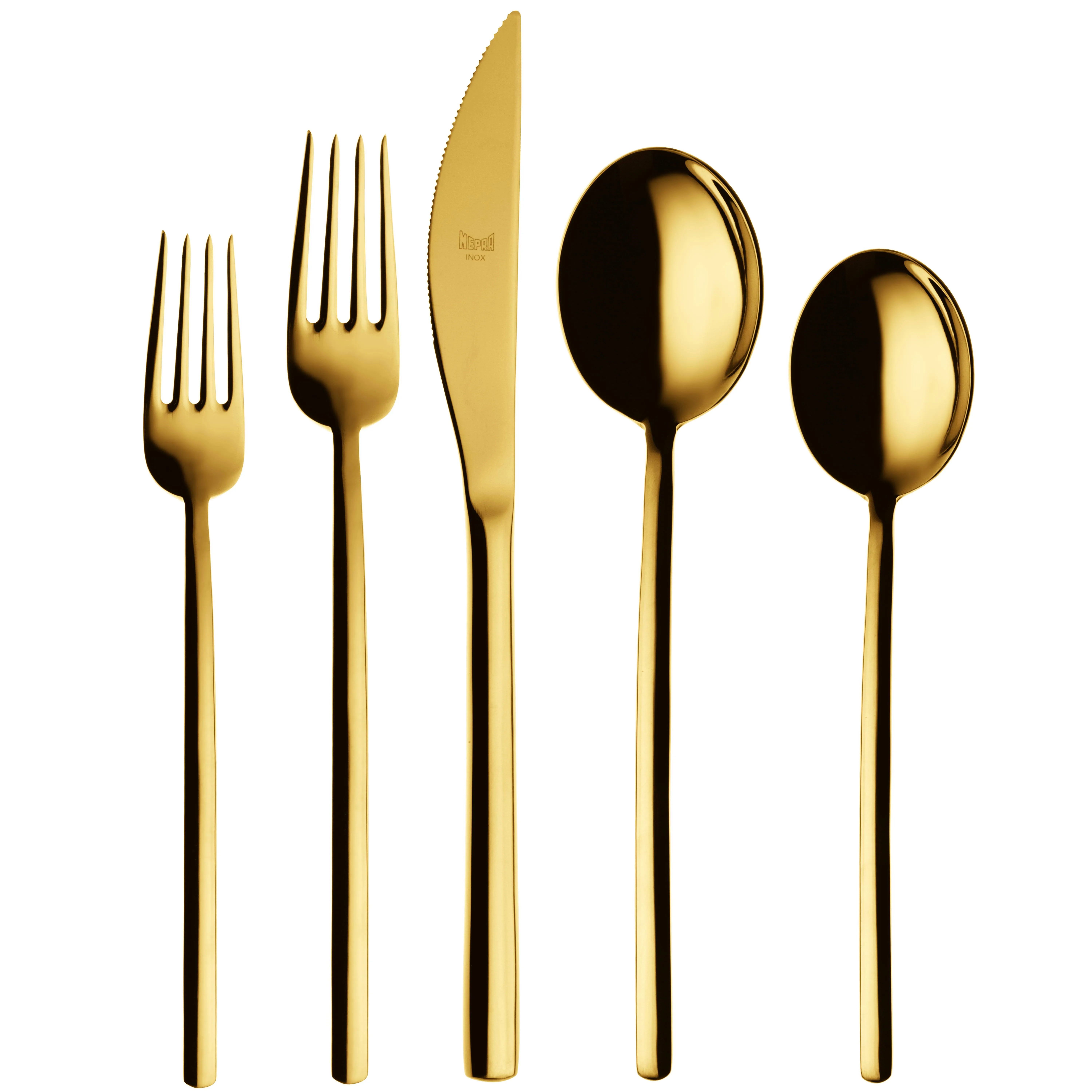 Mepra Due Oro 5 Piece Flatware Set - Gold