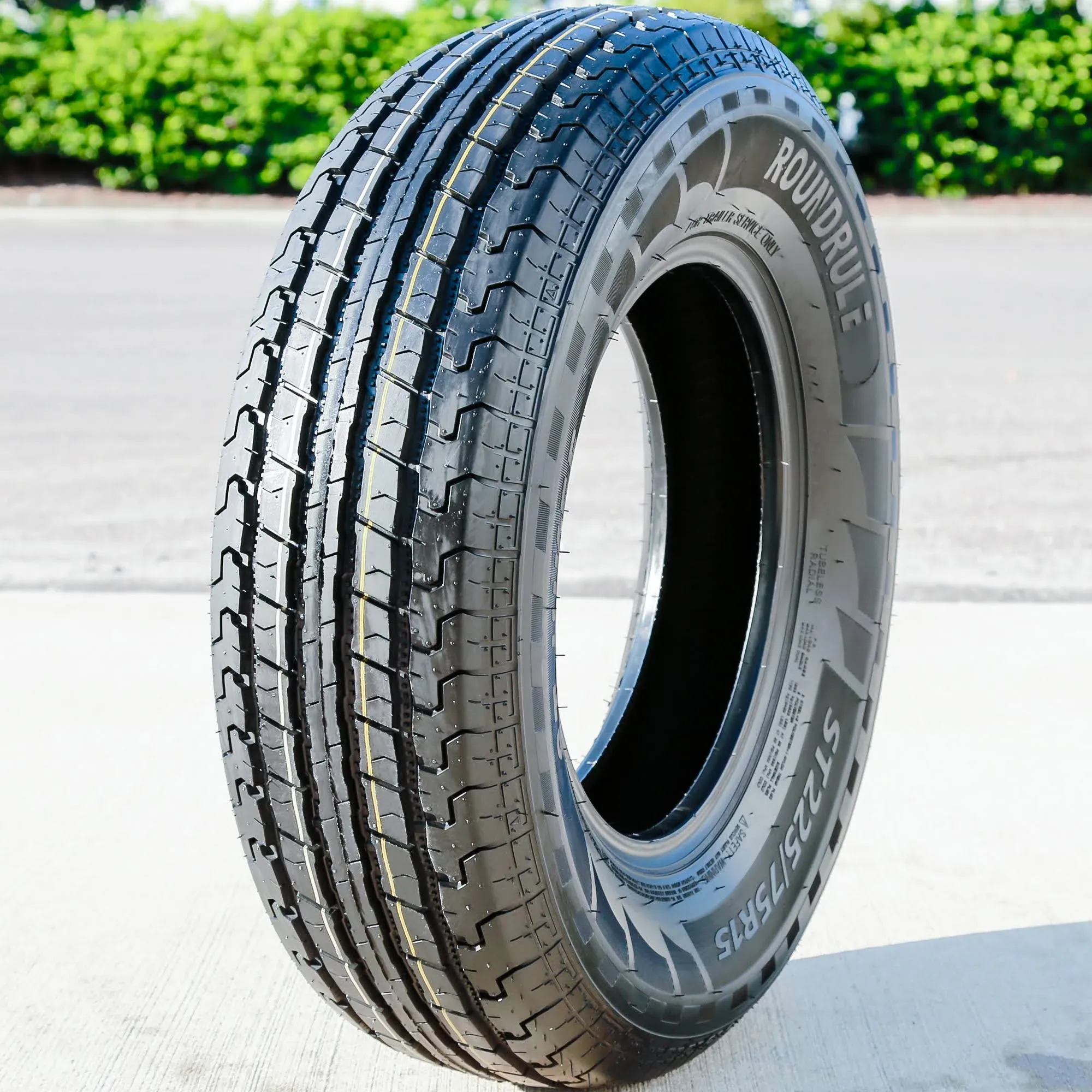 Tire Roundrule St Hikee Semi Steel St 205/75R15 Load E 10 Ply Trailer, Black