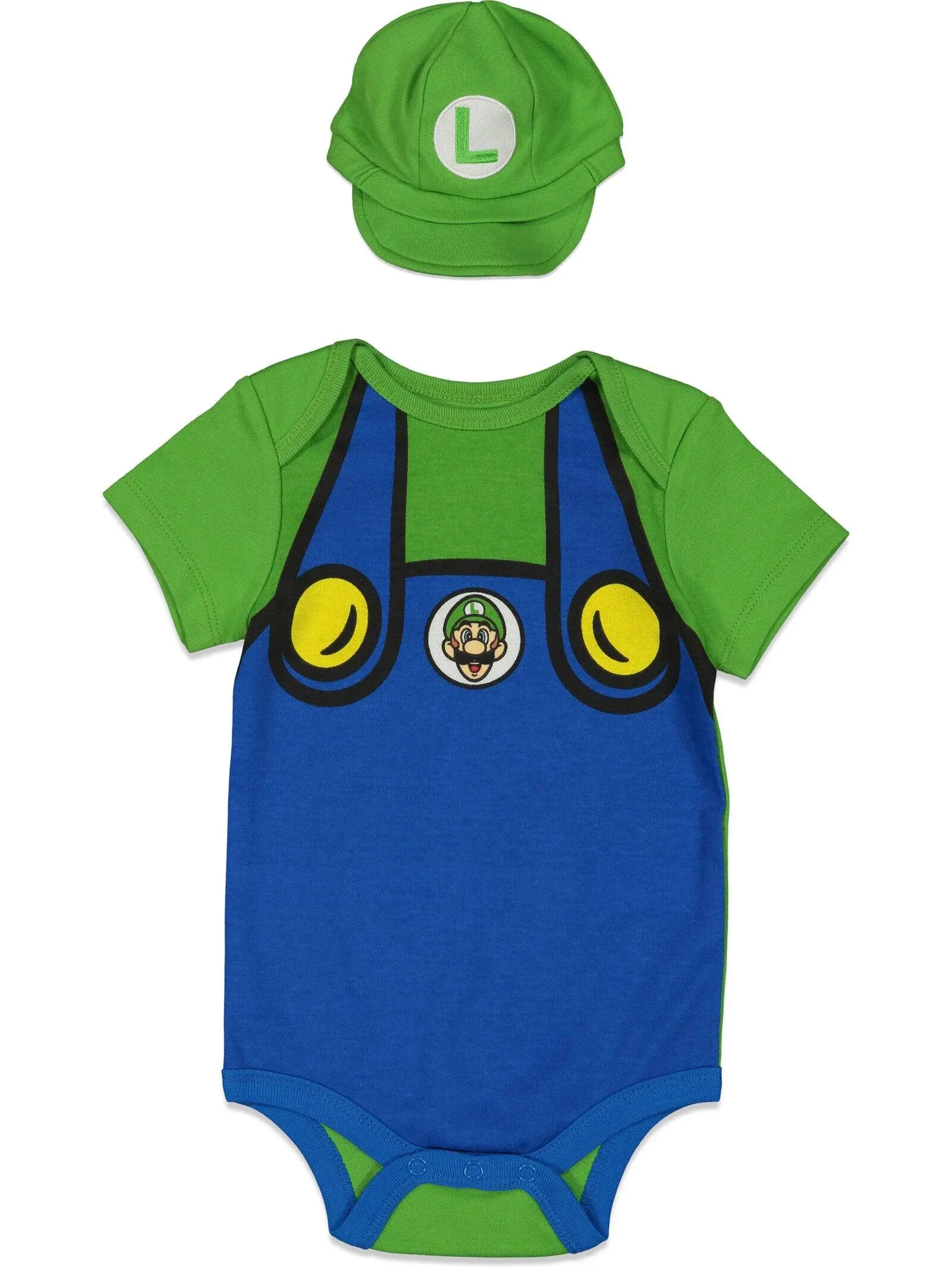 Super Mario Costume Short Sleeve Bodysuit & Hat | imagikids Baby and Kids Clothing Newborn / Green