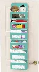 Simple Houseware Over Door/Wall Mount 6 Clear Window Pocket Organizer, Turquoise, Blue