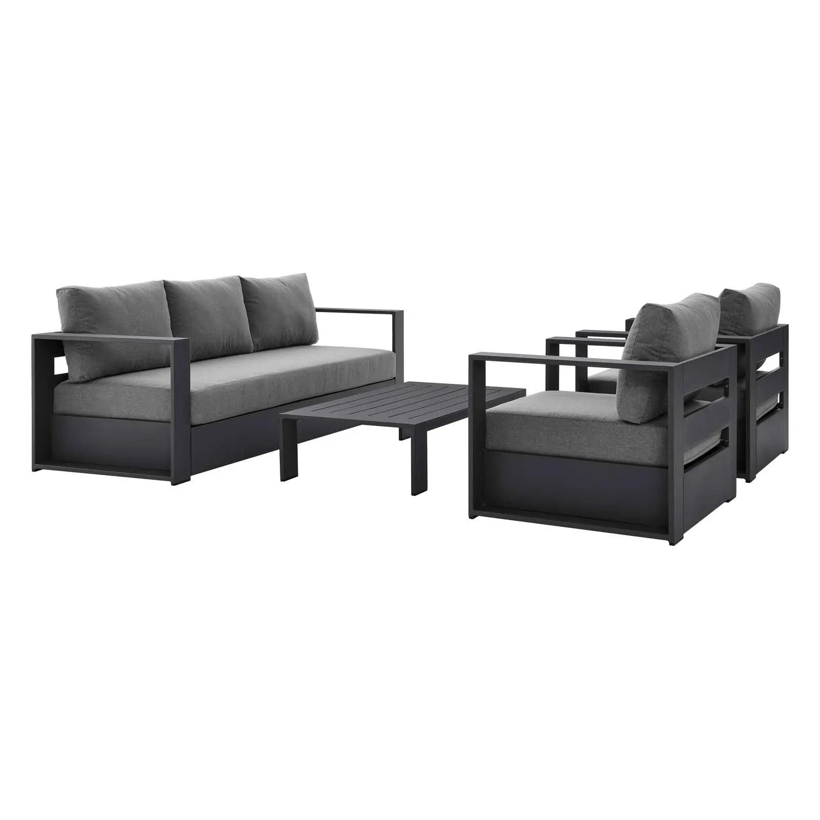 Modway Tahoe Outdoor Patio Aluminum 4PC Set, Gray Charcoal - EEI-5749-GRY-C<wbr/>HA