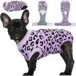 Kuoser Surgical Recovery Suit for Dogs Cats, Pet Leopard Printed Recovery Shirt After Surgery for Abdominal Wounds, Dog Cone E-C