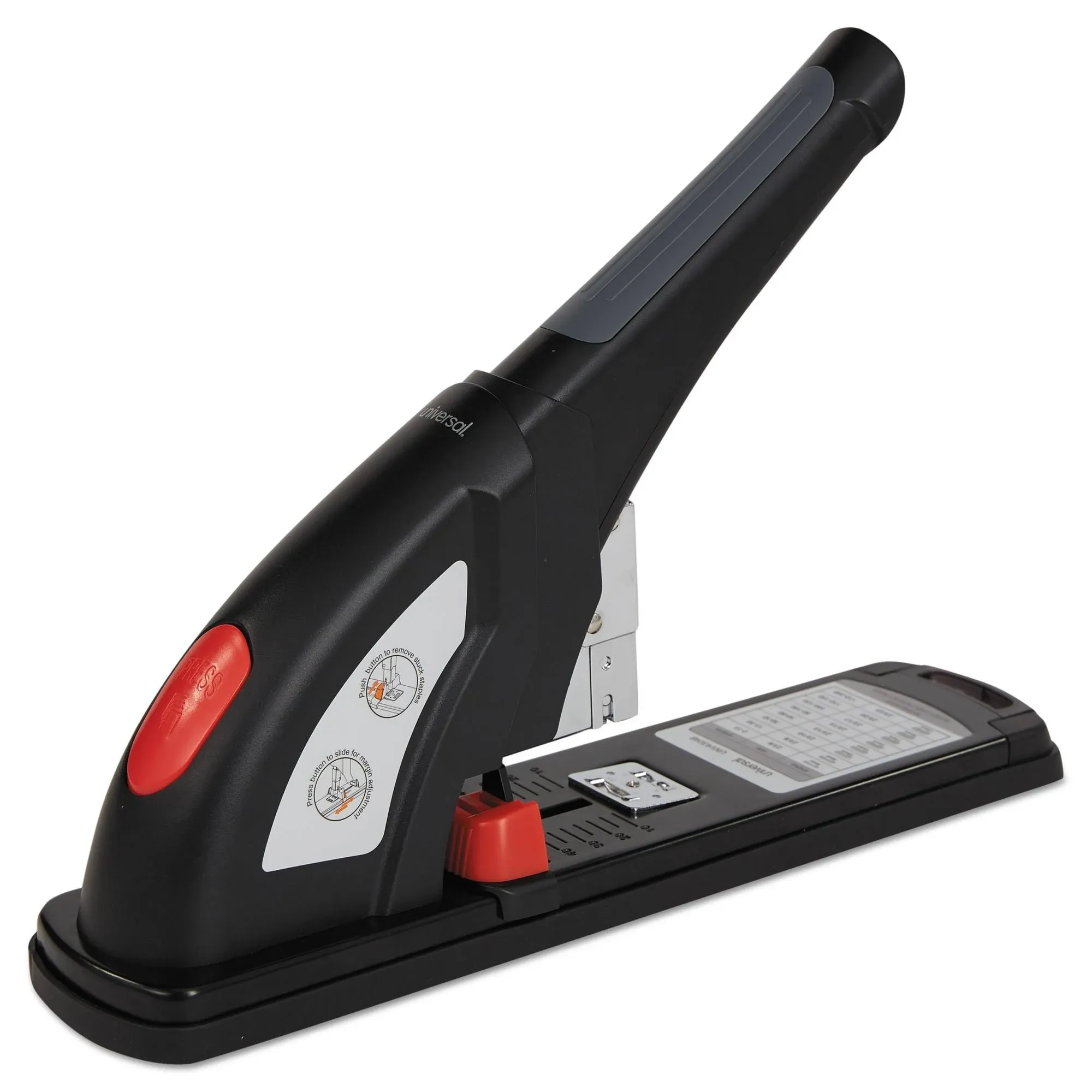 Universal 43048 Heavy-Duty 200 Sheet Capacity Stapler - Black/Graphite<wbr/>/Red New