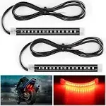 Nilight 2pcs 5Inch LED Motorcycle Turn Signal Running Brake Stop Tail Light Strips Red Beam Flexible Bend Adhesive Universal Fit Harley Motorcycle