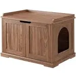 Unipaws UH5174 Large Cat Litter Box Enclosure, Walnut