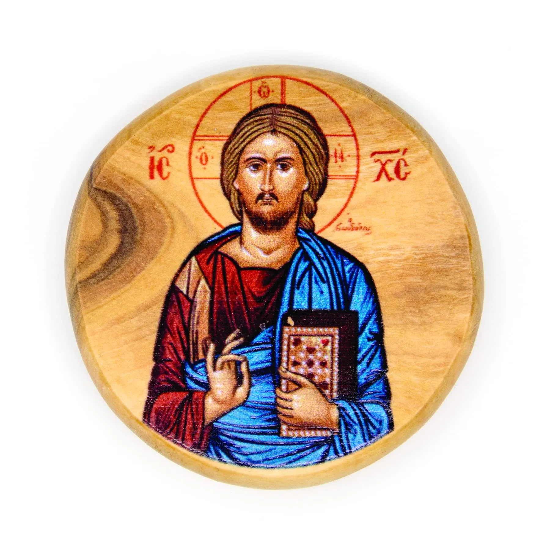 Jesus King of The Universe (Byzantine) Olive Wood Icon Magnet