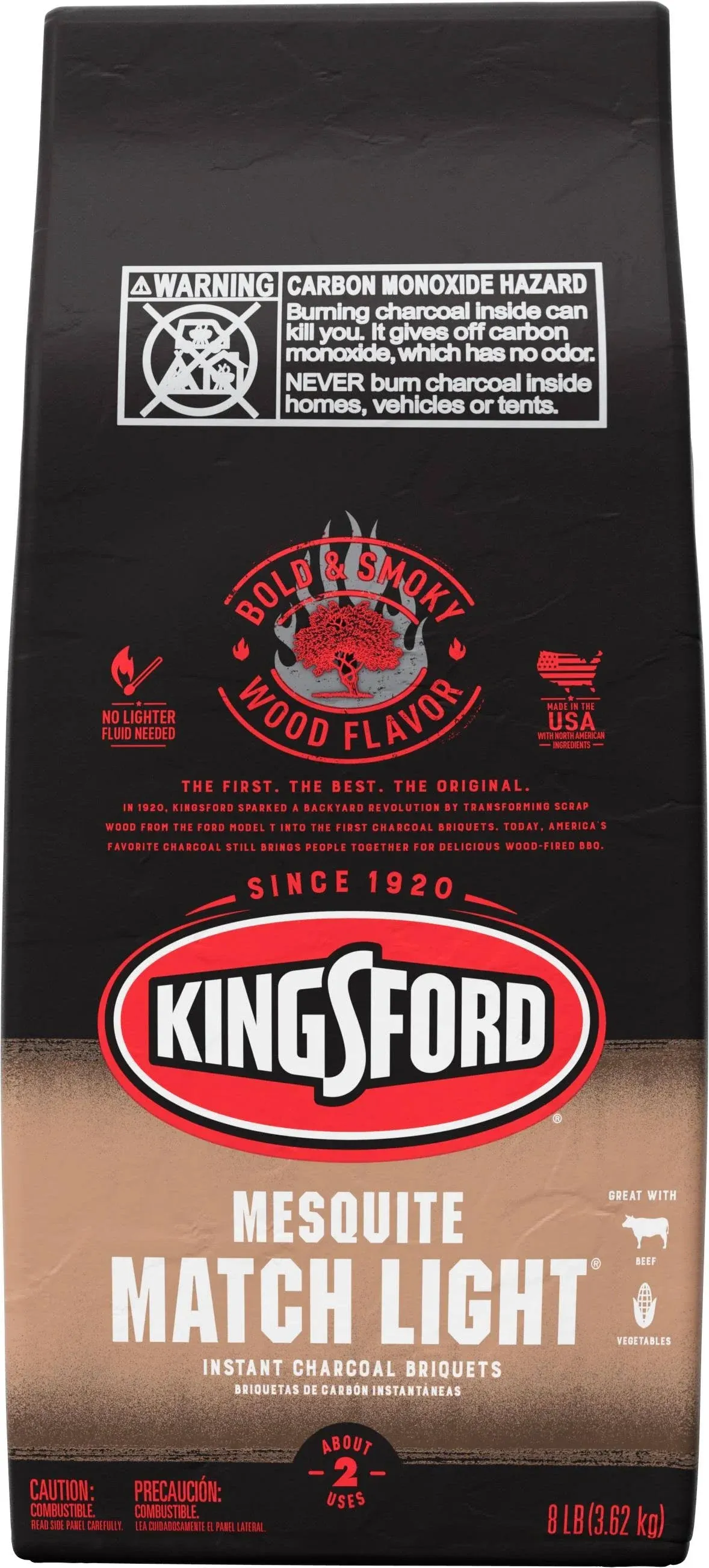 Kingsford Match Light Charcoal Briquets, Mesquite, Instant - 8 lb