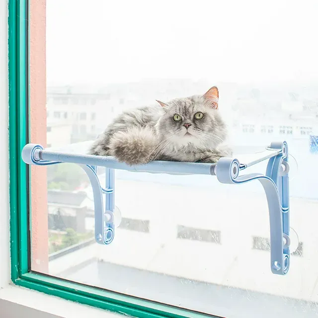 Cat Bed, Cat Window Perch Seat Suction Cups Cat Hammock Pet Resting Seat Safety Cat Shelves Blue