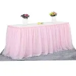 Anabel Campbell 9ft Pink Tulle Table Skirt For Rectangle Tables Or Round Tables - Home | Color: Pink