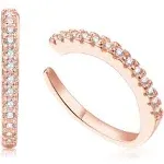 Sterling Silver 12mm CZ Pave Small Hoop Huggie Earrings Ear Cuffs Cuff - Rose ...