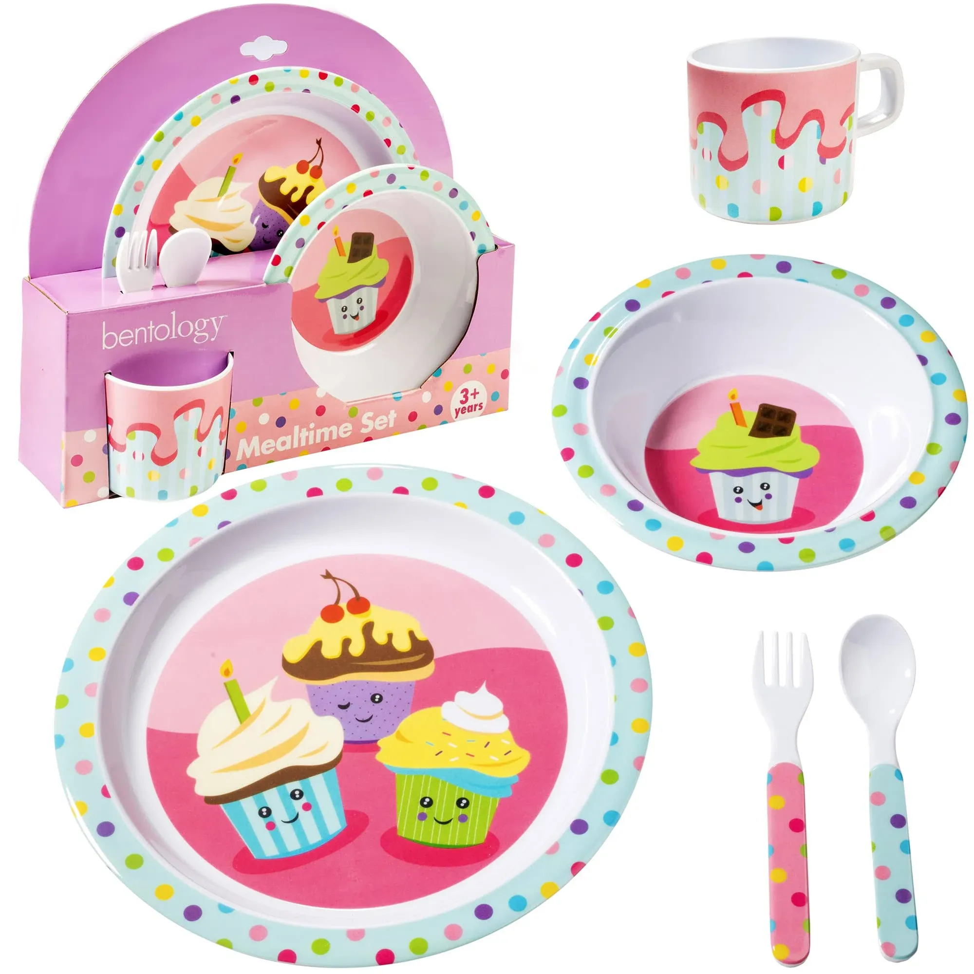 5 Pc Mealtime Feeding Set for Kids and Toddlers - Cupcake