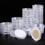 60p Clear Plastic Coin Capsules, Silver Dollar Holder, 40mm 