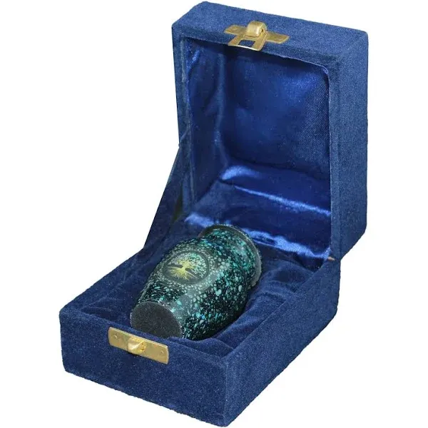 Small Designer Green Tree Urns with a Keepsake Velvet Box for Human Ashes | H...