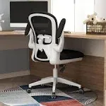 Apusen Ergonomic Home Office Desk Chairs Comfy Computer Gaming Chairs Mesh Arm Swivel Chairs of Adults for Home Office Bedroom(White)