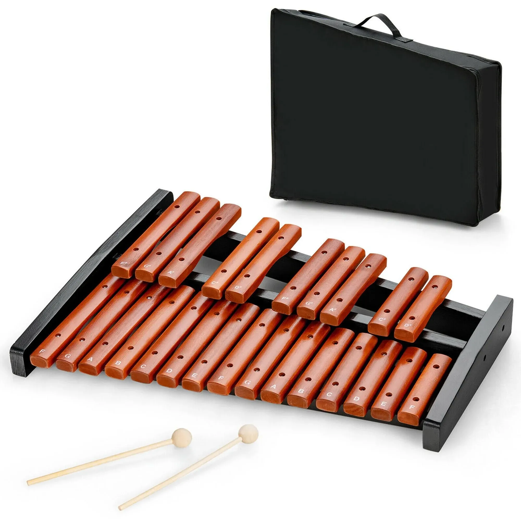 Costway 25 Note Xylophone Wooden Percussion Educational Instrument w/ 2 Mallets