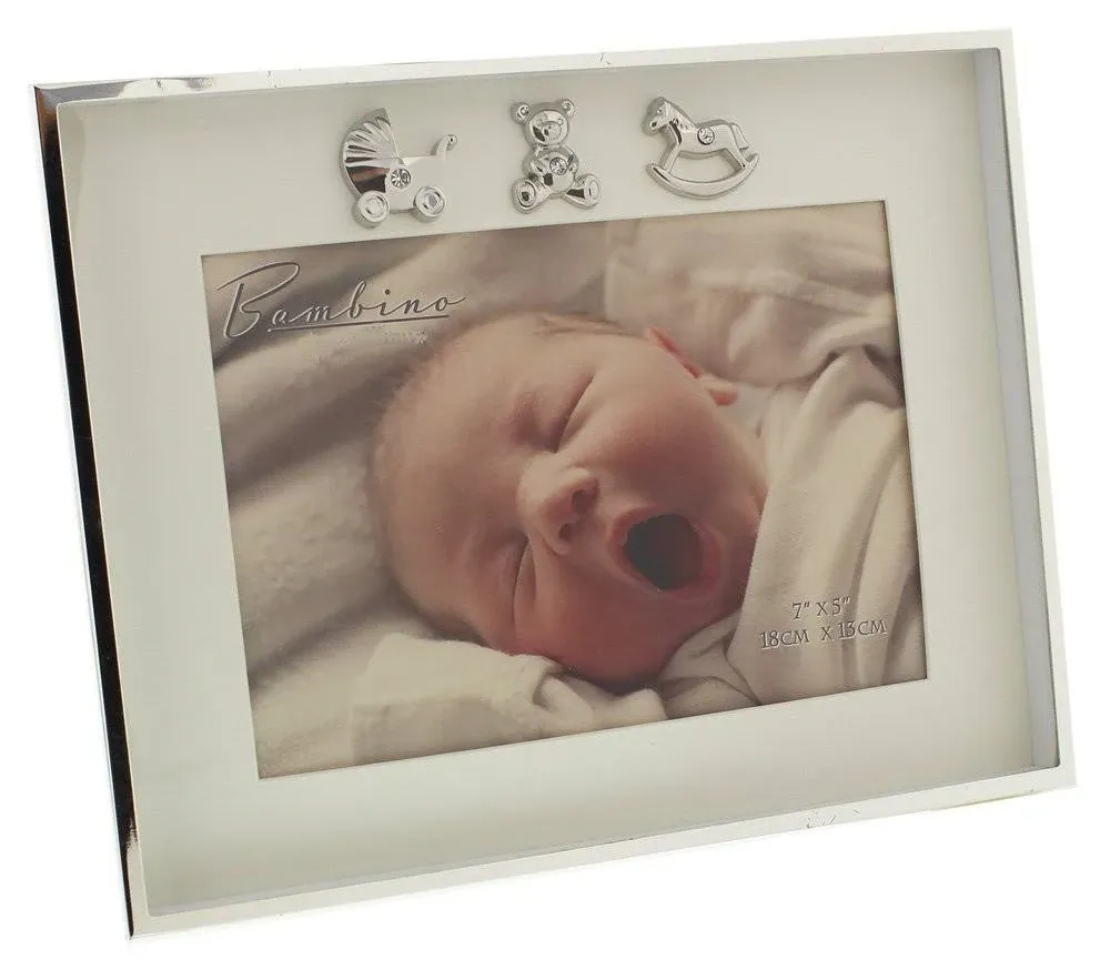 Haysom Interiors Charming and Simplistic Silver and Ivory Newborn Baby 7" x 5" Photo Frame