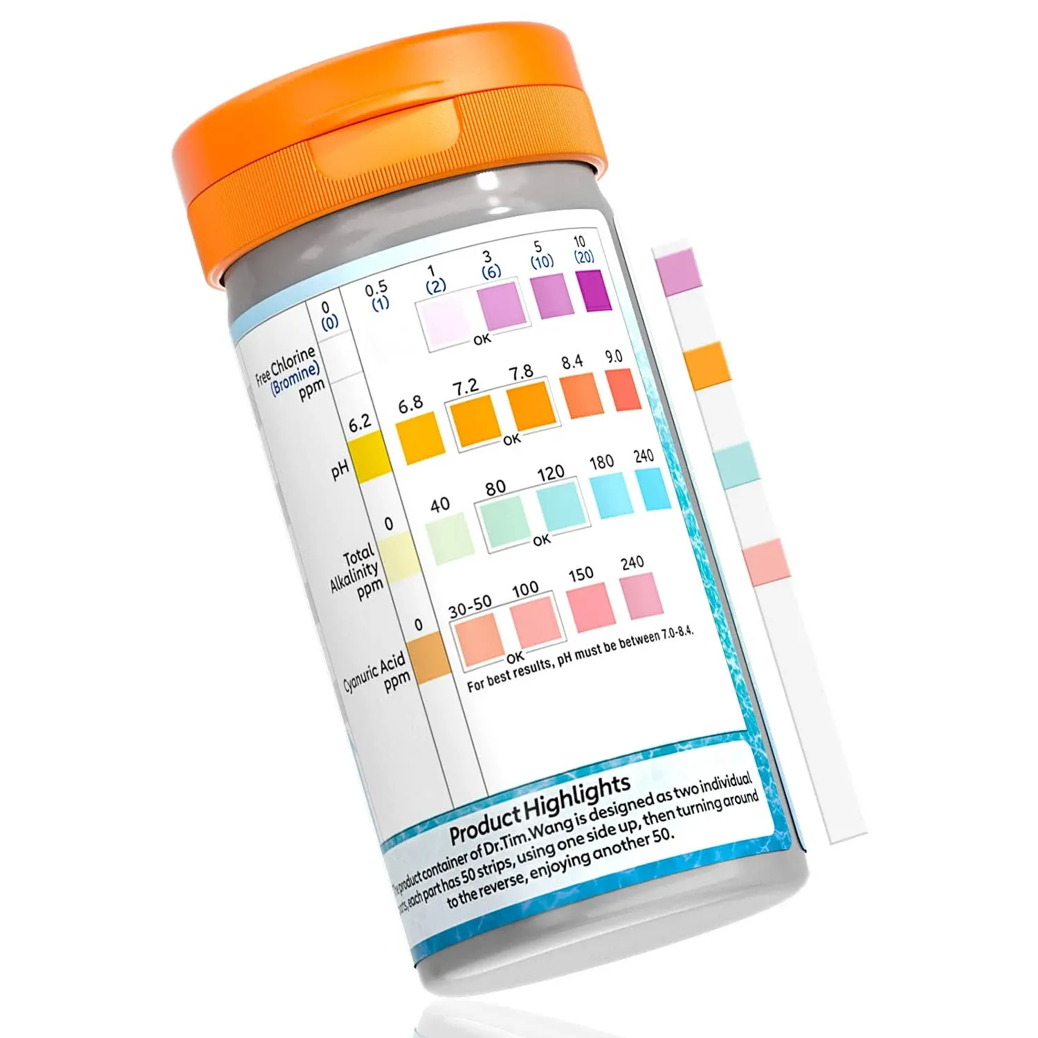 Pool and Hot Tub Test Strips - Medical Grade Precision 4 in 1 Pool Water Test Kit - Testing pH Free Chlorine(Bromine) Total Alkalinity & Cyanuric Acid