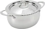 Bialetti Oval 6 Quart Multi Pot with Strainer Lid, Whole Pasta, Corn, Lobster, Stainless Steel