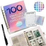 Oborlo 100 Envelopes Money Saving Challenge, 2023 New & Shiny 100 Envelope Challenge Binder, Easy and Funny Way to Save Budget Planner, 100-Day