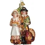 Old World Blown Glass Christmas Tree Ornament, Pilgrim Thanksgiving