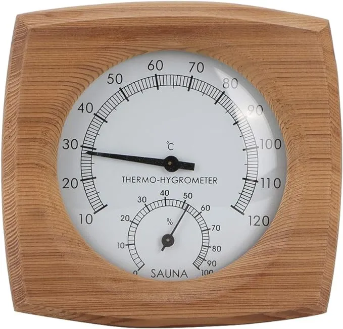 Topincn 2-in-1 Wood Thermo-Hygrometer Thermometer Hygrometer Steam Room Sauna ...