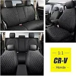 GIANT PANDA Car Seat Covers Full Set Custom Fit for Honda CRV 2017 2018 2019 2020 2021 2022- Faux Leather (Black)