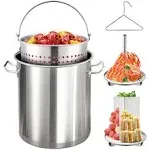 Arc 40qt Stainless Steel Stockpot for Seafood Boil Crawfish Boil Pot,Crab Boil Shrimp Boil Turkey Fryer Pot with Basket Divider and Hook, Lobster