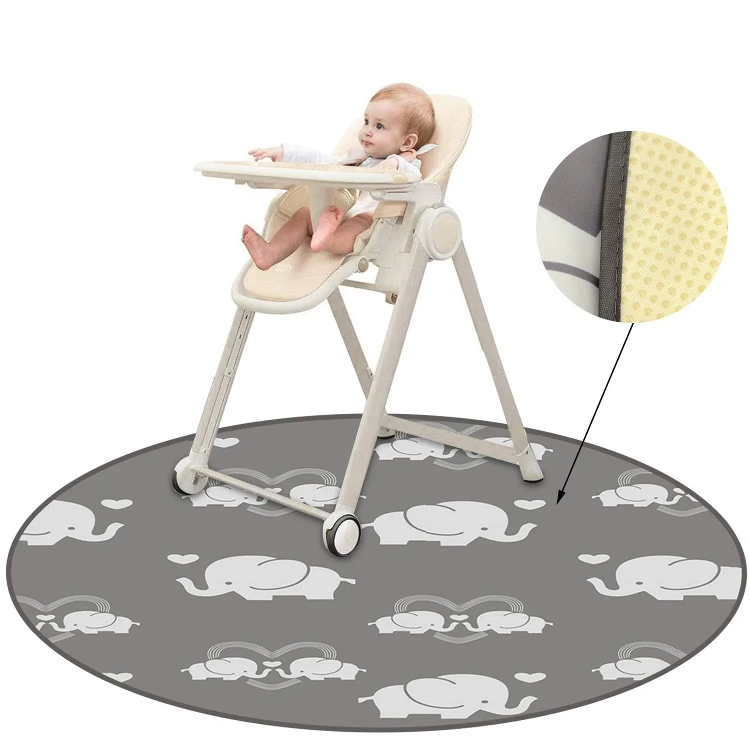 QPIX Digital Baby Splat Mat for Under Highchair, Waterproof Anti-Slip Floor Food ...