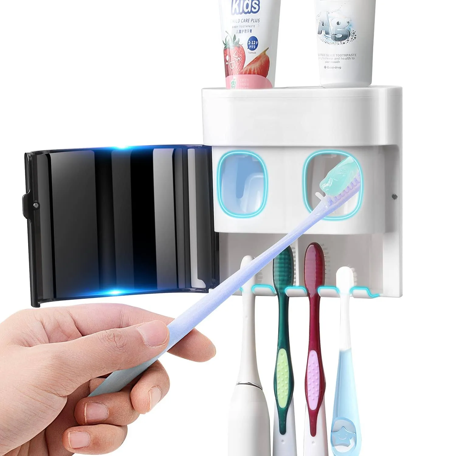 GFWARE Toothbrush Holder Toothpaste Dispenser Wall Mounted Cover Electric Too...