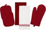 5 Pack Women&#039;s Kitchen Towel Set Oven Mitt &amp; Pot Holder Dishcloth Cotton