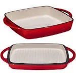 2-in-1 Square Enameled Cast Iron Dutch Oven Baking Pan and Gridle Lid with