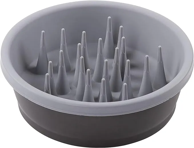 Dexas Slow Feeder Dog Bowl for Healthier Digestion, Teeth and Gums, 6 Cup Capacity, Gray