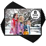 Iconikal Magnetic Photo Sleeves for 5x7 Pictures - Set of 8 - Easy Slide-in Display Pockets for Refrigerator & Metal Surfaces - Durable Filing Cabinet & Sheet Metal Memo Holders