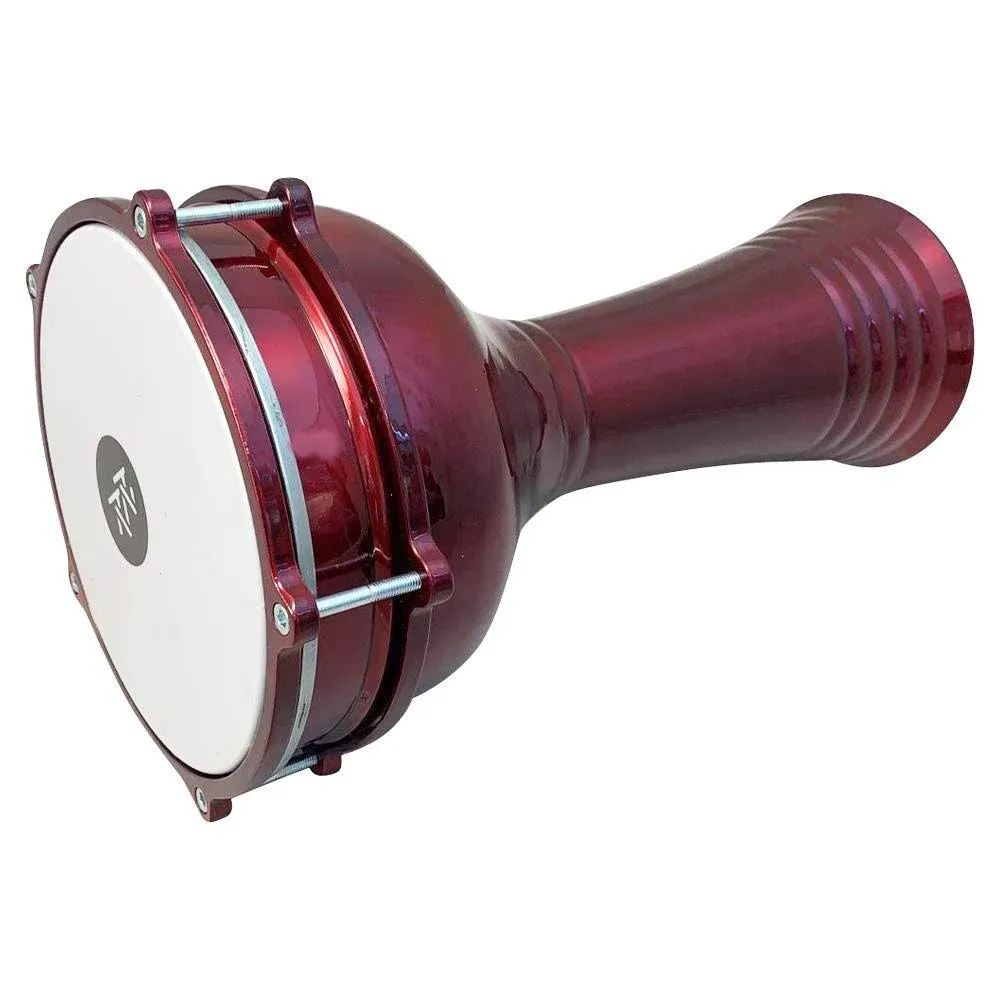 ZAZA Percussion 16&#039;&#039; Red Wine Aluminum Darbuka, Synthetic Head