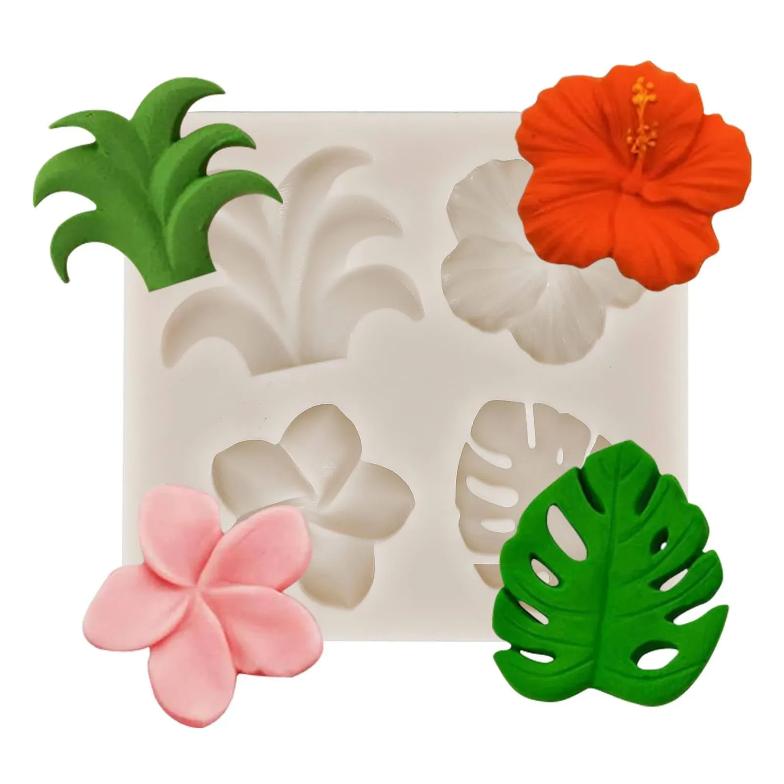 Ripakiya Tropical Flowers Leaves Plumeria Flower Mold Tropical Party Decorations ...