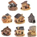 8 Pack Miniature Fairy Garden Stone House, Resin Village House Fairy Garden Kits