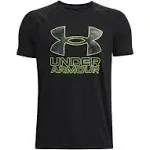 Under Armour Boys Black Tech Hybrid Print Fill Short Sleeve Shirt