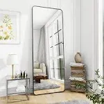 BEAUTYPEAK Black Full Length Mirror, 56"x21" Rounded Corner Floor Mirror Standing Hanging or Leaning Against Wall Dressing Room Mirror Full Length