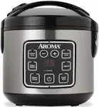 Aroma Digital Rice Cooker and Food Steamer, Silver, 8 Cup