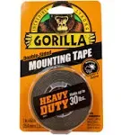 Gorilla - Heavy Duty Double Sided Mounting Tape, Weatherproof, 1" x 60", Black, (Pack of 2)