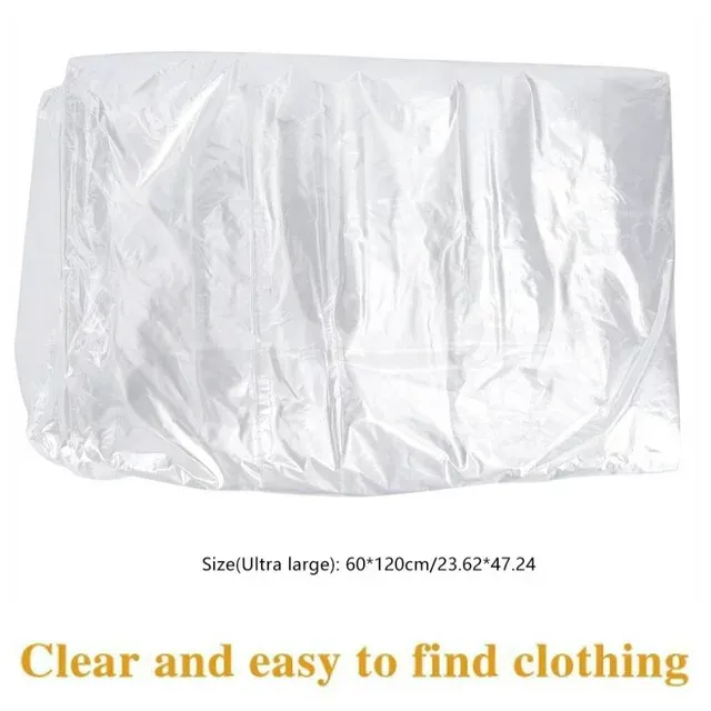 50 Pack Clear Plastic Garment Bags for Hanging Clothes, Dry Cleaner Bag Clothing Protector Covers (21 x 40 In), Normal