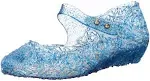 GUGUYeah Princess Costumes Jelly Flats Shoes, Cosplay Birthday Party Dress Up Sandals for Little Girls, Toddler or Kids US Size 8.5 Blue