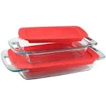 Pyrex Easy Grab 4-Piece Oblong Baking Dish Set, Clear