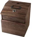 Wood Charity Donation Collection Box Office Suggestion Ballot Box with Wide Slot for Envelopes and Suggestion Comment Forms, Pocket and Locking