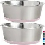 Gorilla Grip Stainless Steel Metal Dog Bowl Set of 2, Rubber Base, Heavy Duty, Rust Resistant, Food Grade BPA Free, Less Sliding, Quiet Pet Bowls for