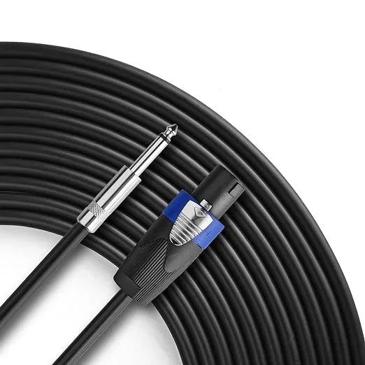 Yoico Pro 100 Feet Speaker Cable 12AWG Patch Cords - 100ft Speakon to 1/4&#034; Profe