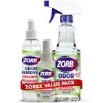 ZORBX Unscented Odor Eliminator for Strong Odor - Used in Hospitals & Healthcare Facilities | Advanced Formula, Fast-Acting Odor Remover Spray for Dog, Cat, House & Carpet - (16 Oz + 7.5 Oz + 2 Oz)